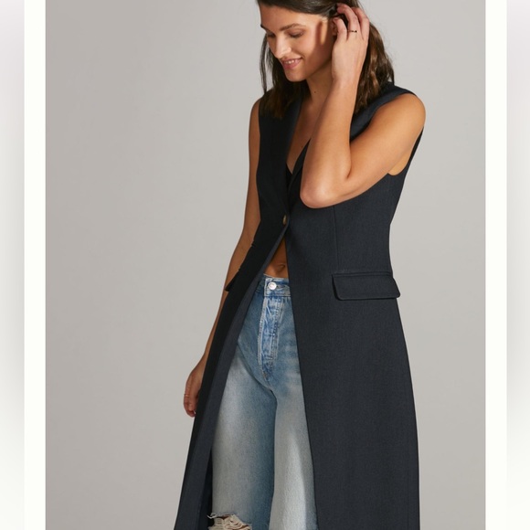 MARE MARE X ANTHROPOLOGIE Navy Long VEST Size XS - Picture 4 of 16